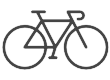Ein Fahrrad-Symbol, bestehend aus dunkelgruane Linien or weißem Hintergrund